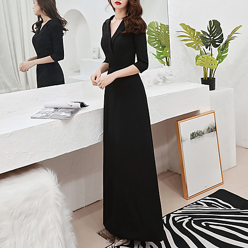 Sheath / Column Minimalist Elegant Party Wear Formal Evening Dress V Neck 3/4 Length Sleeve Floor Length Stretch Fabric with Sash / Ribbon 2021
Sheath / Column Minimalist Elegant Party Wear Formal Evening Dress V Neck 3/4 Length Sleeve Floor Length Stretch Fabric with Sash / Ribbon 2021