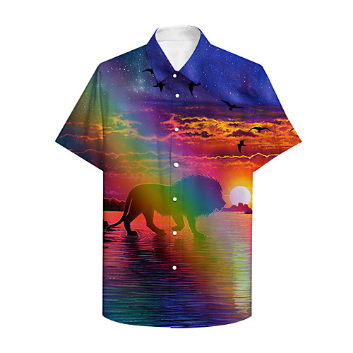 Men's Shirt 3D Print Rainbow Lion Animal Plus Size 3D Print Button-Down Short Sleeve Casual Tops Casual Fashion Breathable Comfortable Rainbow / Sports
Men's Shirt 3D Print Rainbow Lion Animal Plus Size 3D Print Button-Down Short Sleeve Casual Tops Casual Fashion Breathable Comfortable Rainbow / Sports