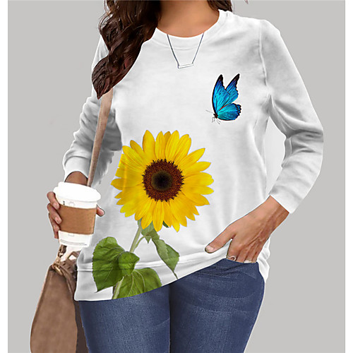 Women's Plus Size Tops Sweatshirt Graphic Butterfly Sunflower Print Long Sleeve Crewneck Basic White Big Size XL XXL 3XL 4XL 5XL
Women's Plus Size Tops Sweatshirt Graphic Butterfly Sunflower Print Long Sleeve Crewneck Basic White Big Size XL XXL 3XL 4XL 5XL