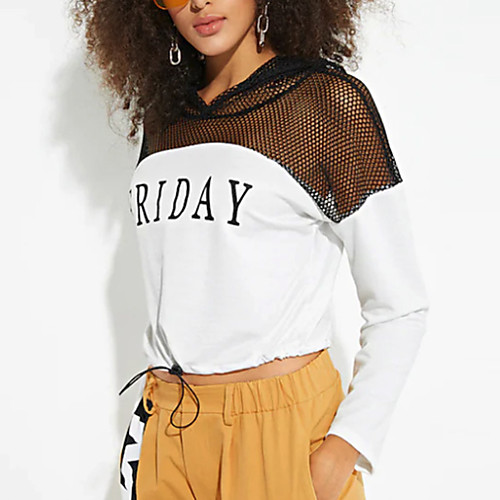 Women's T shirt Graphic Letter Long Sleeve Mesh Patchwork Round Neck Basic Tops White
Women's T shirt Graphic Letter Long Sleeve Mesh Patchwork Round Neck Basic Tops White