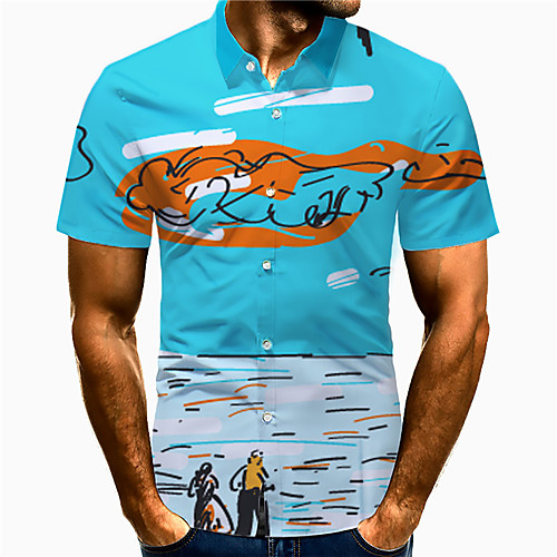 Men's Shirt 3D Print Graffiti Plus Size 3D Print Button-Down Short Sleeve Casual Tops Casual Fashion Breathable Comfortable Blue / Sports
Men's Shirt 3D Print Graffiti Plus Size 3D Print Button-Down Short Sleeve Casual Tops Casual Fashion Breathable Comfortable Blue / Sports