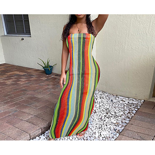 Women's Sheath Dress Maxi long Dress Maximum code weight: 0.21kg Polyester fiber 95% spandex fiber 5% Fabric: Knit Color matching / color Sleeveless Stripes Summer Casual 2021 S M L
Women's Sheath Dress Maxi long Dress Maximum code weight: 0.21kg Polyester fiber 95% spandex fiber 5% Fabric: Knit Color matching / color Sleeveless Stripes Summer Casual 2021 S M L