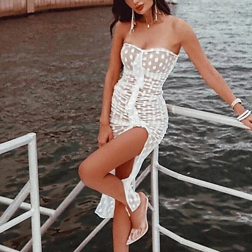 Women's Sheath Dress Midi Dress White Sleeveless Polka Dot Backless Summer Boat Neck Casual Sexy Holiday Club 2021 S M L
Women's Sheath Dress Midi Dress White Sleeveless Polka Dot Backless Summer Boat Neck Casual Sexy Holiday Club 2021 S M L