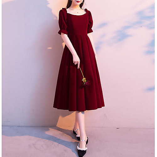 A-Line Minimalist Vintage Cocktail Party Prom Dress Scoop Neck Half Sleeve Tea Length Velvet with Sleek 2021
A-Line Minimalist Vintage Cocktail Party Prom Dress Scoop Neck Half Sleeve Tea Length Velvet with Sleek 2021