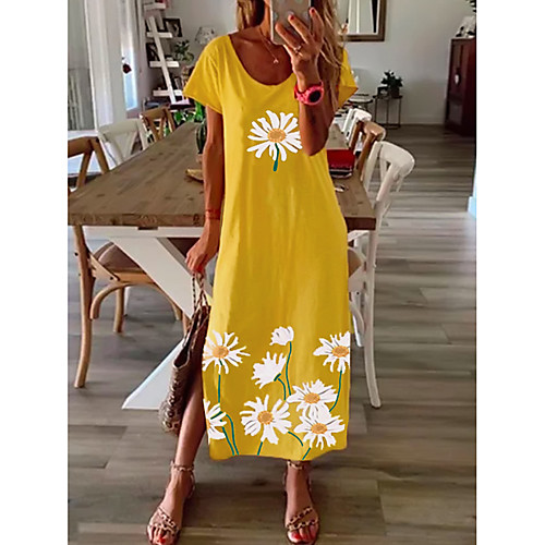 Women's Shift Dress Maxi long Dress Blue Yellow Gray Black Short Sleeve Daisy Floral Split Print Summer Round Neck Casual Loose 2021 S M L XL XXL 3XL
Women's Shift Dress Maxi long Dress Blue Yellow Gray Black Short Sleeve Daisy Floral Split Print Summer Round Neck Casual Loose 2021 S M L XL XXL 3XL
