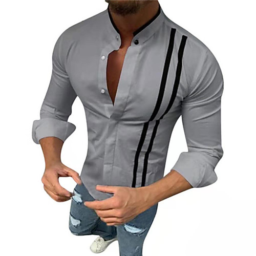 Men's Shirt Striped Button-Down Long Sleeve Casual Tops Casual Fashion Breathable Comfortable Gray White Black
Men's Shirt Striped Button-Down Long Sleeve Casual Tops Casual Fashion Breathable Comfortable Gray White Black