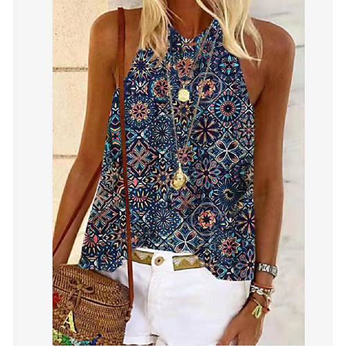 Women's Beach Camisole Blouse Tank Top Flower Print Halter Neck Streetwear Boho Tops Loose Blue Purple Brown
Women's Beach Camisole Blouse Tank Top Flower Print Halter Neck Streetwear Boho Tops Loose Blue Purple Brown