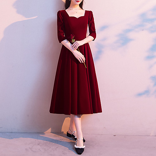 A-Line Minimalist Vintage Party Wear Prom Dress Sweetheart Neckline 3/4 Length Sleeve Tea Length Velvet with Sleek 2021
A-Line Minimalist Vintage Party Wear Prom Dress Sweetheart Neckline 3/4 Length Sleeve Tea Length Velvet with Sleek 2021