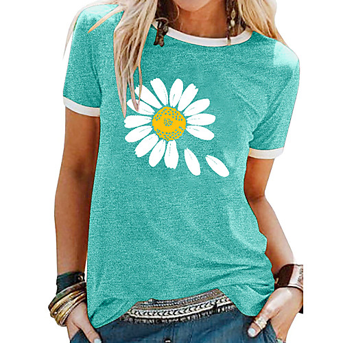 Women's T shirt Floral Graphic Daisy Patchwork Print Round Neck Basic Tops Blue Purple Green
Women's T shirt Floral Graphic Daisy Patchwork Print Round Neck Basic Tops Blue Purple Green