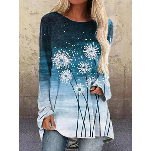 Women's Floral Theme T shirt Graphic Dandelion Long Sleeve Print Round Neck Basic Tops Blue Fuchsia Brown
Women's Floral Theme T shirt Graphic Dandelion Long Sleeve Print Round Neck Basic Tops Blue Fuchsia Brown