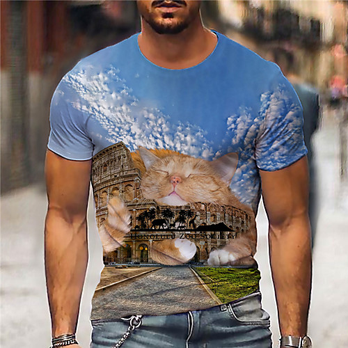 Men's Tee T shirt Shirt 3D Print Cat Graphic Prints Print Short Sleeve Daily Tops Casual Designer Big and Tall Blue
Men's Tee T shirt Shirt 3D Print Cat Graphic Prints Print Short Sleeve Daily Tops Casual Designer Big and Tall Blue