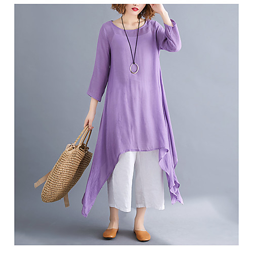 Women's Swing Dress Midi Dress Purple Light Grey White Dark Gray Long Sleeve Solid Color Spring Summer Casual 2021 M L XL 2XL 3XL 4XL 5XL
Women's Swing Dress Midi Dress Purple Light Grey White Dark Gray Long Sleeve Solid Color Spring Summer Casual 2021 M L XL 2XL 3XL 4XL 5XL