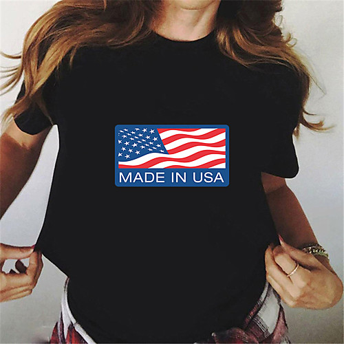Women's Painting T shirt USA American Flag Stars and Stripes Print Round Neck Basic Tops 100% Cotton Gray White Black
Women's Painting T shirt USA American Flag Stars and Stripes Print Round Neck Basic Tops 100% Cotton Gray White Black