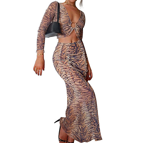 Women's Two Piece Dress Maxi long Dress Brown Long Sleeve Print Hollow To Waist Summer V Neck Casual 2021 S M L
Women's Two Piece Dress Maxi long Dress Brown Long Sleeve Print Hollow To Waist Summer V Neck Casual 2021 S M L