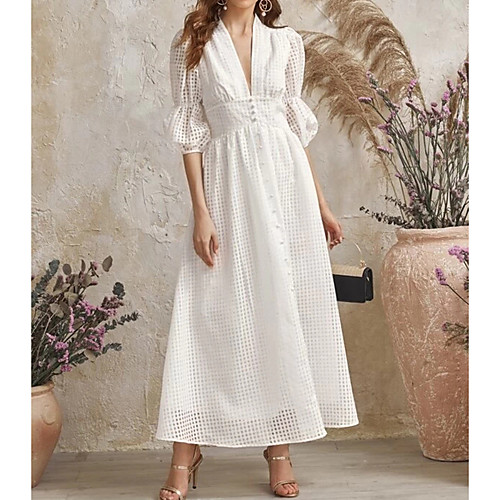 Women's A Line Dress Maxi long Dress White Long Sleeve Solid Color Summer Casual 2021 S M L XL
Women's A Line Dress Maxi long Dress White Long Sleeve Solid Color Summer Casual 2021 S M L XL
