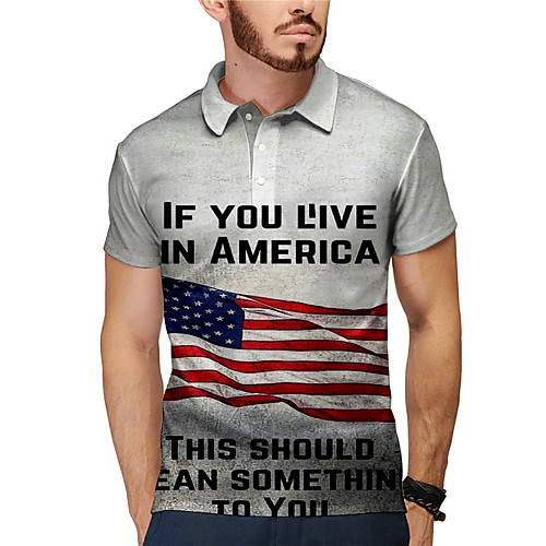 Men's Golf Shirt Tennis Shirt 3D Print American Flag Letter Button-Down Short Sleeve Street Tops Casual Fashion Cool Gray / Sports
Men's Golf Shirt Tennis Shirt 3D Print American Flag Letter Button-Down Short Sleeve Street Tops Casual Fashion Cool Gray / Sports