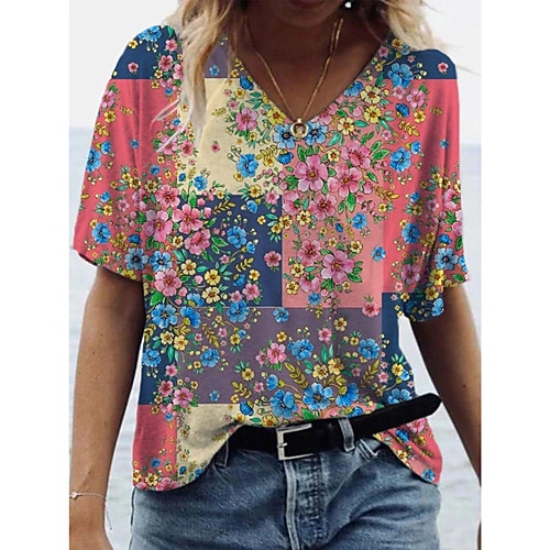 Women's Floral Theme Painting T shirt Floral Graphic Print V Neck Basic Tops Yellow Blushing Pink Green
Women's Floral Theme Painting T shirt Floral Graphic Print V Neck Basic Tops Yellow Blushing Pink Green