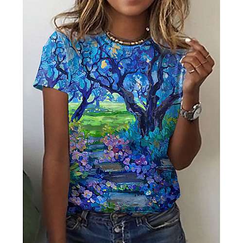 Women's Floral Theme 3D Printed Painting T shirt Floral Scenery 3D Print Round Neck Basic Tops Blue
Women's Floral Theme 3D Printed Painting T shirt Floral Scenery 3D Print Round Neck Basic Tops Blue