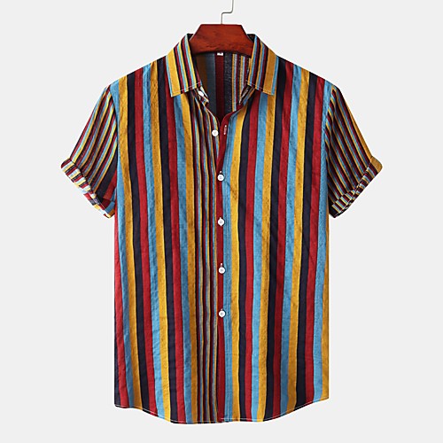 Men's Shirt Striped Button-Down Short Sleeve Street Tops Cotton Casual Hawaiian Comfortable Rainbow
Men's Shirt Striped Button-Down Short Sleeve Street Tops Cotton Casual Hawaiian Comfortable Rainbow