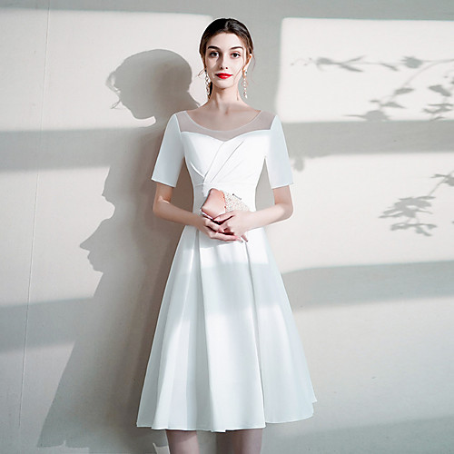 A-Line Minimalist Elegant Engagement Cocktail Party Dress Jewel Neck Short Sleeve Tea Length Spandex with Sleek 2021
A-Line Minimalist Elegant Engagement Cocktail Party Dress Jewel Neck Short Sleeve Tea Length Spandex with Sleek 2021