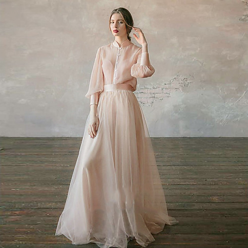 Two Piece Empire Minimalist Wedding Guest Formal Evening Dress Stand Collar Long Sleeve Floor Length Chiffon with Tier 2021
Two Piece Empire Minimalist Wedding Guest Formal Evening Dress Stand Collar Long Sleeve Floor Length Chiffon with Tier 2021