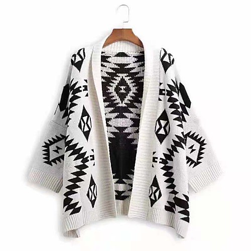 Women's Pattern Sweater Long Sleeve Sweater Cardigans V Neck Creamy-white Black
Women's Pattern Sweater Long Sleeve Sweater Cardigans V Neck Creamy-white Black