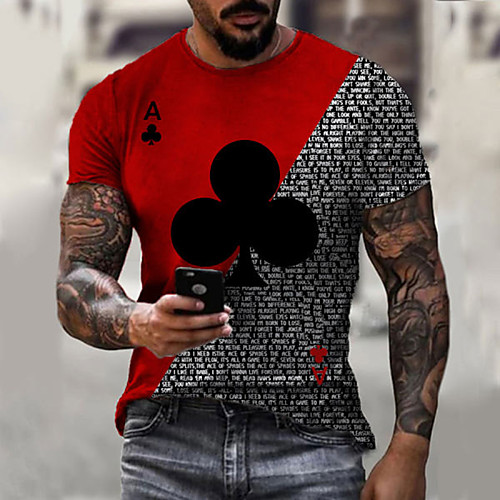 Men's Tee T shirt Shirt 3D Print Graphic Prints Poker Print Short Sleeve Daily Tops Cotton Casual Designer Big and Tall Round Neck Blue Red Yellow / Summer
Men's Tee T shirt Shirt 3D Print Graphic Prints Poker Print Short Sleeve Daily Tops Cotton Casual Designer Big and Tall Round Neck Blue Red Yellow / Summer