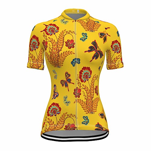 21Grams Women's Short Sleeve Cycling Jersey Summer Spandex Yellow Floral Botanical Bike Top Mountain Bike MTB Road Bike Cycling Sports Clothing Apparel / Stretchy / Athleisure
21Grams Women's Short Sleeve Cycling Jersey Summer Spandex Yellow Floral Botanical Bike Top Mountain Bike MTB Road Bike Cycling Sports Clothing Apparel / Stretchy / Athleisure