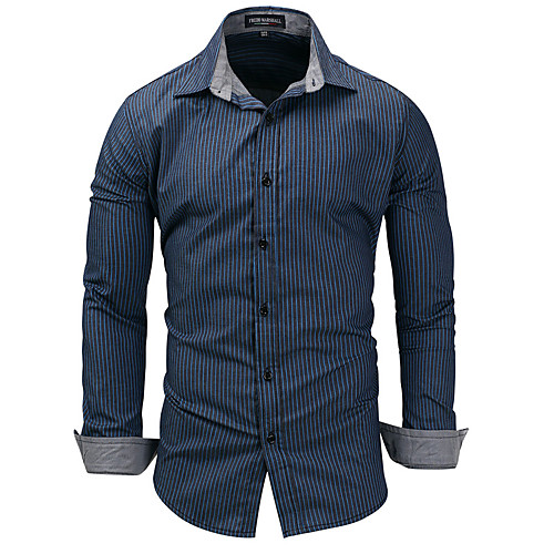 Men's Shirt Striped Button-Down Long Sleeve Street Tops Cotton Business Casual Comfortable Navy Blue
Men's Shirt Striped Button-Down Long Sleeve Street Tops Cotton Business Casual Comfortable Navy Blue