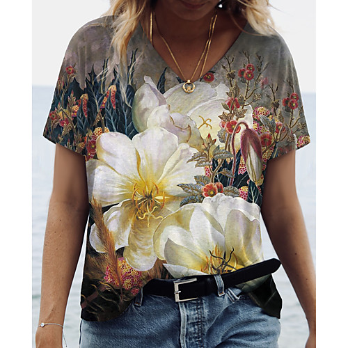 Women's Floral Theme 3D Printed Painting T shirt Floral Graphic 3D Print V Neck Basic Tops Gray
Women's Floral Theme 3D Printed Painting T shirt Floral Graphic 3D Print V Neck Basic Tops Gray