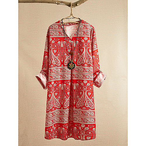 Women's Swing Dress Midi Dress Red Long Sleeve Print Spring Summer Casual Loose S M L XL XXL
Women's Swing Dress Midi Dress Red Long Sleeve Print Spring Summer Casual Loose S M L XL XXL