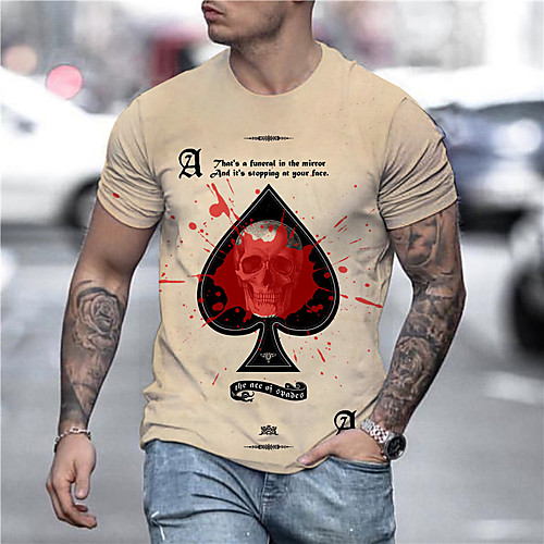 Men's Tee T shirt Shirt 3D Print Graphic Prints Poker Print Short Sleeve Daily Tops Casual Designer Big and Tall Khaki
Men's Tee T shirt Shirt 3D Print Graphic Prints Poker Print Short Sleeve Daily Tops Casual Designer Big and Tall Khaki