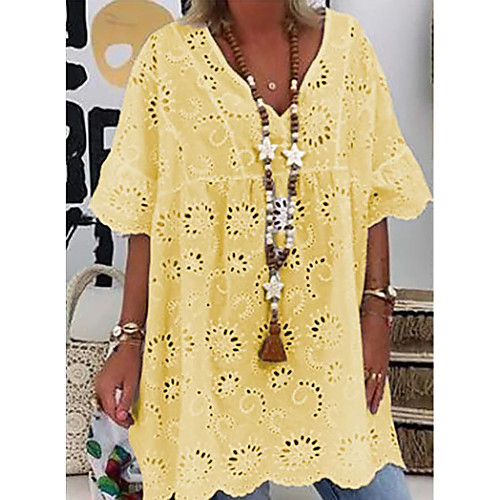 Women's Blouse Shirt Plain Ruffle Cut Out V Neck Basic Streetwear Tops Cotton Yellow Black Red
Women's Blouse Shirt Plain Ruffle Cut Out V Neck Basic Streetwear Tops Cotton Yellow Black Red