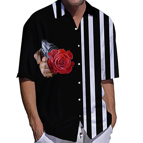 Men's Shirt 3D Print Striped Rose Plus Size 3D Print Button-Down Short Sleeve Casual Tops Casual Fashion Breathable Comfortable Black / Sports
Men's Shirt 3D Print Striped Rose Plus Size 3D Print Button-Down Short Sleeve Casual Tops Casual Fashion Breathable Comfortable Black / Sports