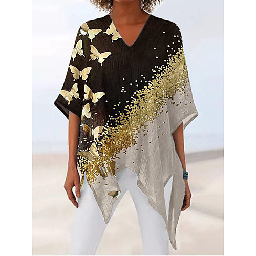 Women's Butterfly Blouse Shirt Butterfly Asymetric Hem V Neck Basic Tops Black
Women's Butterfly Blouse Shirt Butterfly Asymetric Hem V Neck Basic Tops Black