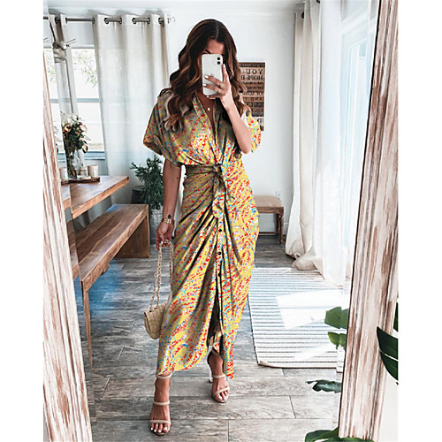 Women's Shirt Dress Maxi long Dress Blue Yellow Blushing Pink Khaki Red Short Sleeve Floral Print Ruched Print Summer Shirt Collar Casual Holiday 2021 S M L XL
Women's Shirt Dress Maxi long Dress Blue Yellow Blushing Pink Khaki Red Short Sleeve Floral Print Ruched Print Summer Shirt Collar Casual Holiday 2021 S M L XL