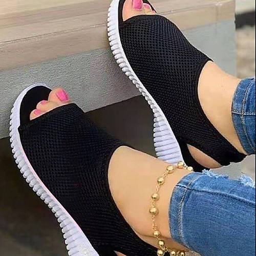 Women's Sandals Sporty Sandals Peep Toe Tissage Volant Solid Colored Red Black Blue
Women's Sandals Sporty Sandals Peep Toe Tissage Volant Solid Colored Red Black Blue