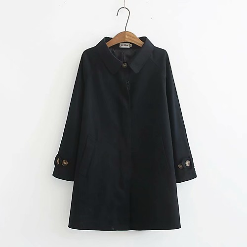 Women's Coat Casual / Daily Fall Regular Coat Shirt Collar Loose Casual Jacket Solid Color Bell Bottom khaki Black / Plus Size / Cotton
Women's Coat Casual / Daily Fall Regular Coat Shirt Collar Loose Casual Jacket Solid Color Bell Bottom khaki Black / Plus Size / Cotton