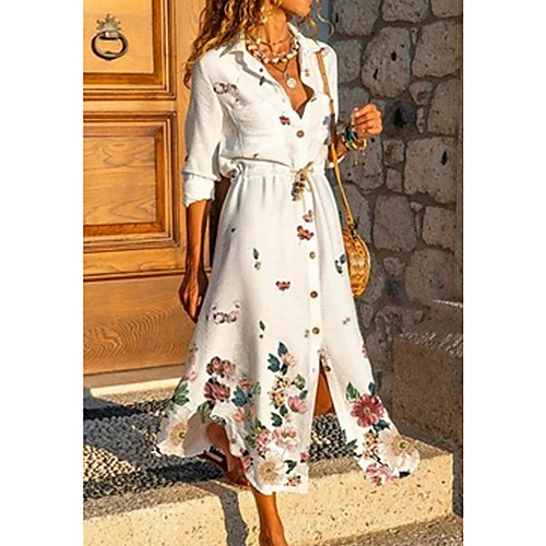 Women's Shirt Dress Midi Dress White Long Sleeve Floral Split Print Summer V Neck Casual Holiday 2021 M L XL XXL 3XL
Women's Shirt Dress Midi Dress White Long Sleeve Floral Split Print Summer V Neck Casual Holiday 2021 M L XL XXL 3XL