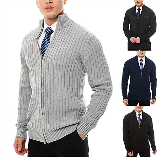 Men's Unisex Vintage Style Basic Zipper Front Stripe Knitted Striped Solid Color Cardigan Sweater Long Sleeve Plus Size Sweater Cardigans Stand Collar Turtleneck Fall Winter White Blue Black
Men's Unisex Vintage Style Basic Zipper Front Stripe Knitted Striped Solid Color Cardigan Sweater Long Sleeve Plus Size Sweater Cardigans Stand Collar Turtleneck Fall Winter White Blue Black