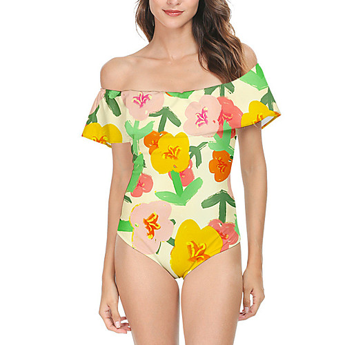 Women's One Piece Monokini Swimsuit Ruffle Print Floral Stripe Yellow Dusty Rose Green Rainbow White Swimwear Off Shoulder Bathing Suits New Casual Vacation / Padded Bras / Beach
Women's One Piece Monokini Swimsuit Ruffle Print Floral Stripe Yellow Dusty Rose Green Rainbow White Swimwear Off Shoulder Bathing Suits New Casual Vacation / Padded Bras / Beach