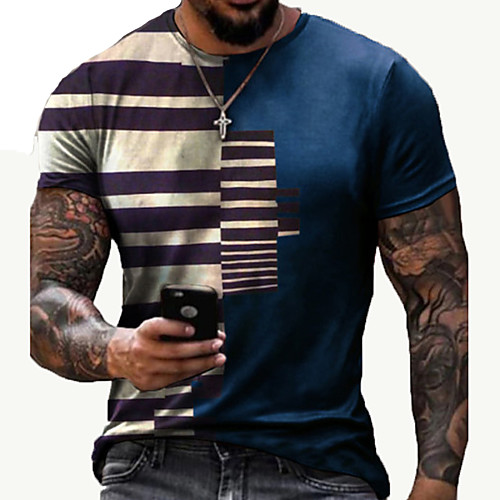 Men's Tee T shirt 3D Print Striped Graphic Prints Print Short Sleeve Daily Tops Cotton Casual Designer Big and Tall Blue Red Black
Men's Tee T shirt 3D Print Striped Graphic Prints Print Short Sleeve Daily Tops Cotton Casual Designer Big and Tall Blue Red Black