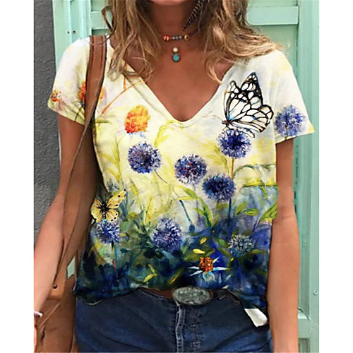 Women's Floral Theme Painting T shirt Butterfly Flower Round Neck Basic Tops Rainbow
Women's Floral Theme Painting T shirt Butterfly Flower Round Neck Basic Tops Rainbow