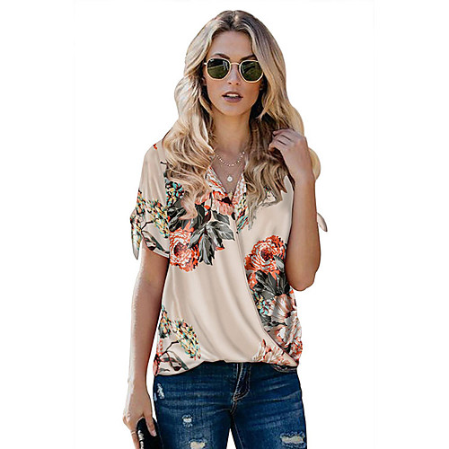 Women's Floral Theme Painting T shirt Floral Graphic Print V Neck Basic Tops Black Red Beige
Women's Floral Theme Painting T shirt Floral Graphic Print V Neck Basic Tops Black Red Beige