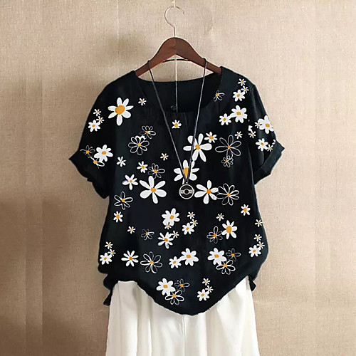 Women's Floral Theme Blouse Shirt Floral Graphic Print Round Neck Basic Streetwear Tops Wine Black Green
Women's Floral Theme Blouse Shirt Floral Graphic Print Round Neck Basic Streetwear Tops Wine Black Green