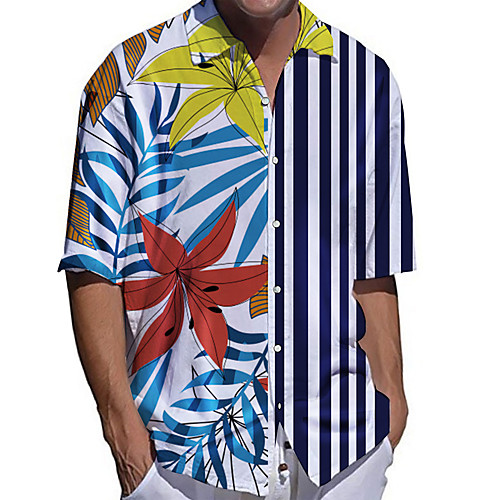 Men's Shirt 3D Print Striped Leaves Plus Size 3D Print Button-Down Short Sleeve Casual Tops Casual Fashion Breathable Comfortable Navy Blue
Men's Shirt 3D Print Striped Leaves Plus Size 3D Print Button-Down Short Sleeve Casual Tops Casual Fashion Breathable Comfortable Navy Blue