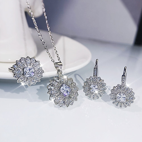 Women's Clear Cubic Zirconia Jewelry Set Bridal Jewelry Sets Geometrical Floral Theme Flower Shape Dainty Luxury Fashion Sweet Earrings Jewelry Silver For Wedding Party Evening Gift Festival 1 set
Women's Clear Cubic Zirconia Jewelry Set Bridal Jewelry Sets Geometrical Floral Theme Flower Shape Dainty Luxury Fashion Sweet Earrings Jewelry Silver For Wedding Party Evening Gift Festival 1 set