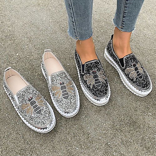 Women's Loafers & Slip-Ons Flat Heel Round Toe PU Rhinestone Pearl Solid Colored Black Silver
Women's Loafers & Slip-Ons Flat Heel Round Toe PU Rhinestone Pearl Solid Colored Black Silver