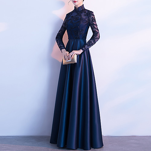 A-Line Chinese Style Vintage Prom Formal Evening Dress Stand Collar Long Sleeve Floor Length Satin with Pleats Appliques 2021
A-Line Chinese Style Vintage Prom Formal Evening Dress Stand Collar Long Sleeve Floor Length Satin with Pleats Appliques 2021