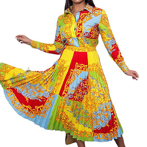 Women's Swing Dress Midi Dress Yellow Long Sleeve Print Color Block Patchwork Summer Shirt Collar Casual 2021 M L XL XXL 3XL
Women's Swing Dress Midi Dress Yellow Long Sleeve Print Color Block Patchwork Summer Shirt Collar Casual 2021 M L XL XXL 3XL